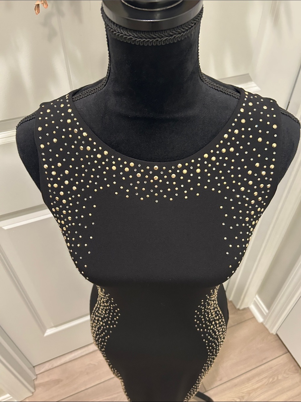 Calvin Klein Black Sleeveless Studded Sheath Dress Size Small - Picture 7 of 16